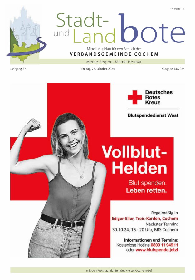 Stadt- und Landbote VG Cochem Titelblatt 43/2024