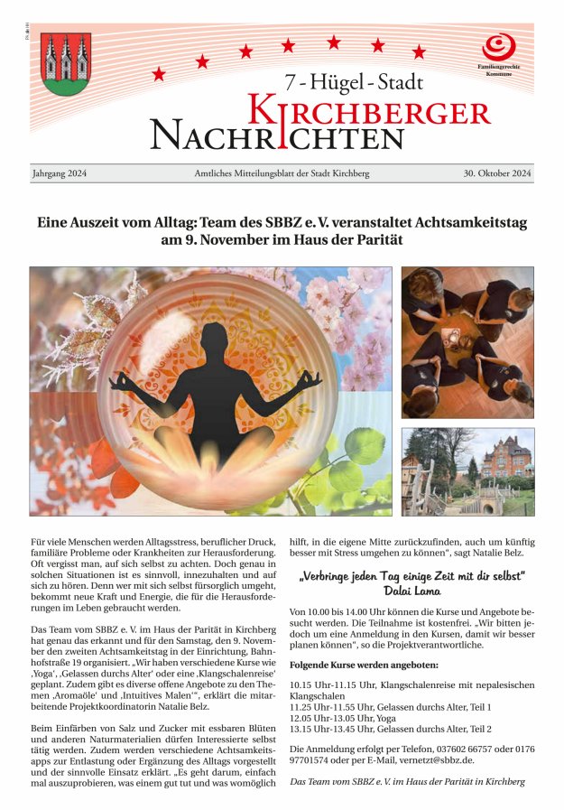 Kirchberger Nachrichten Titelblatt 10/2024