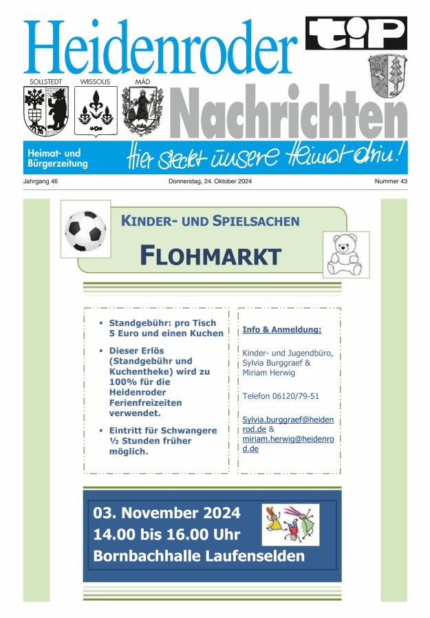 "tip" Heidenroder Nachrichten Titelblatt 43/2024