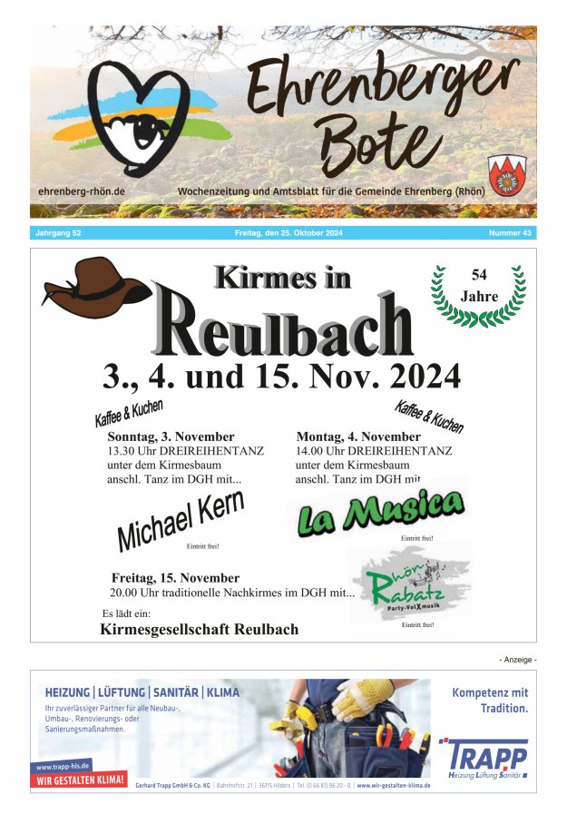 Ehrenberger Bote Titelblatt 43/2024