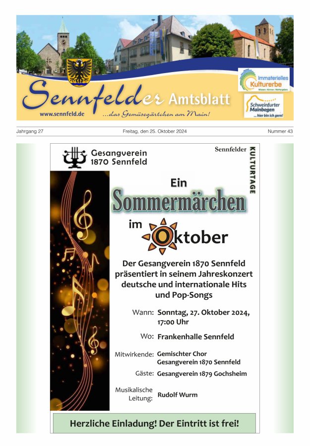 Sennfelder Amtsblatt Titelblatt 43/2024