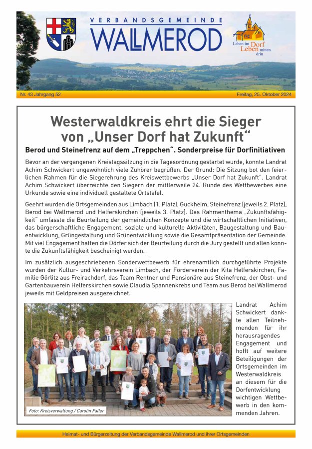 Wir über uns - Verbandsgemeinde Wallmerod Titelblatt 43/2024