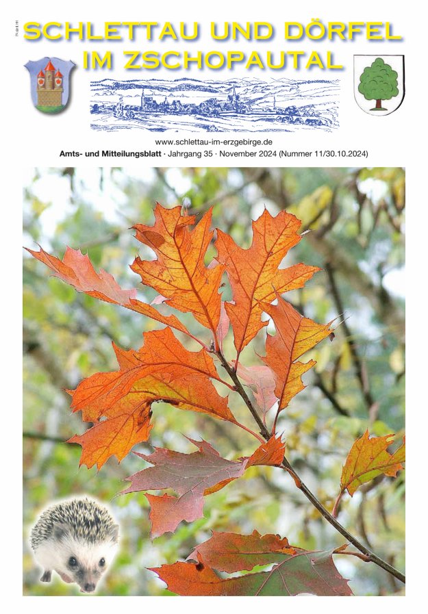 Schlettau und Dörfel im Zschopautal – Amts- und Mitteilungsblatt Titelblatt 11/2024
