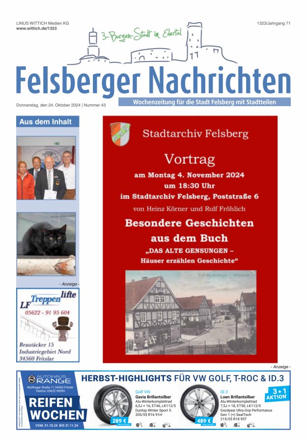 Felsberger Nachrichten Titelblatt 43/2024