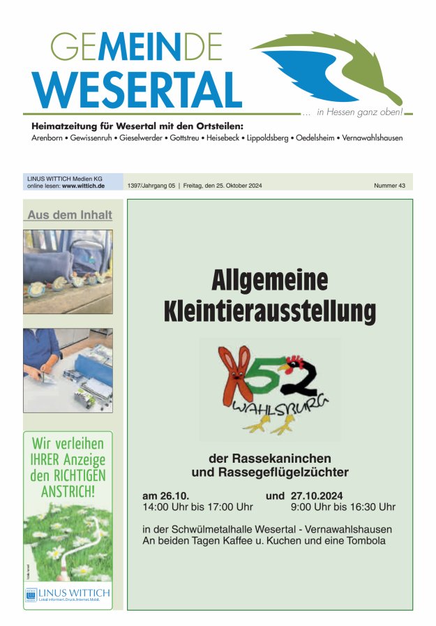 Wesertal Titelblatt 43/2024