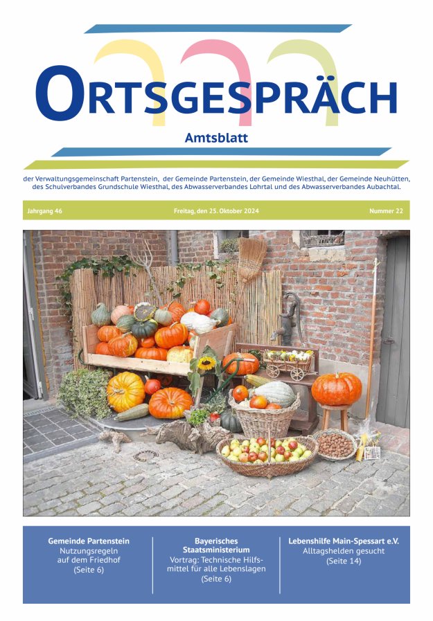 Ortsgespräch - Amtsblatt der VG Partenstein und ihrer Körperschaften Titelblatt 22/2024