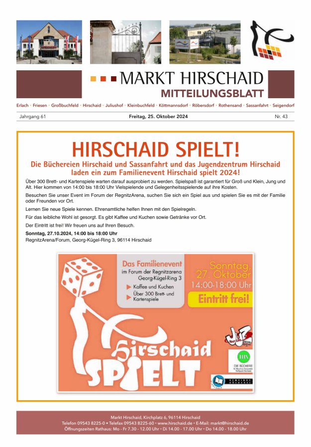 Mitteilungsblatt Markt Hirschaid Titelblatt 43/2024