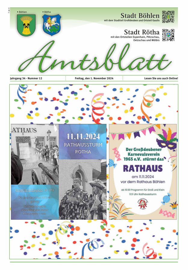 Amtsblatt der Stadt Böhlen Titelblatt 12/2024