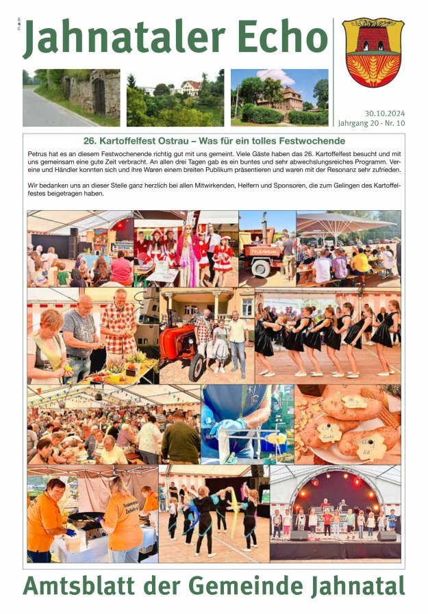 Jahnataler Echo - Amtsblatt der Gemeinde Jahnatal Titelblatt 10/2024