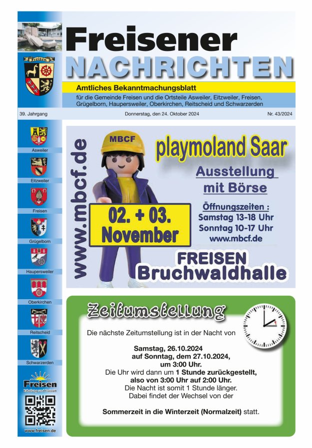 Freisener Nachrichten Titelblatt 43/2024
