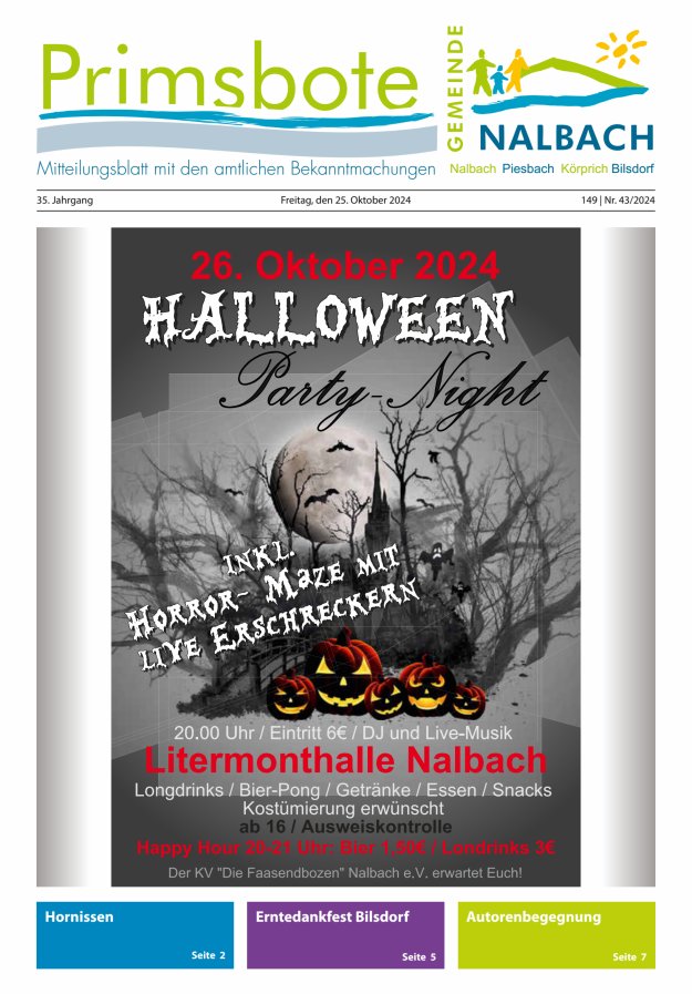 Primsbote Gemeinde Nalbach Titelblatt 43/2024