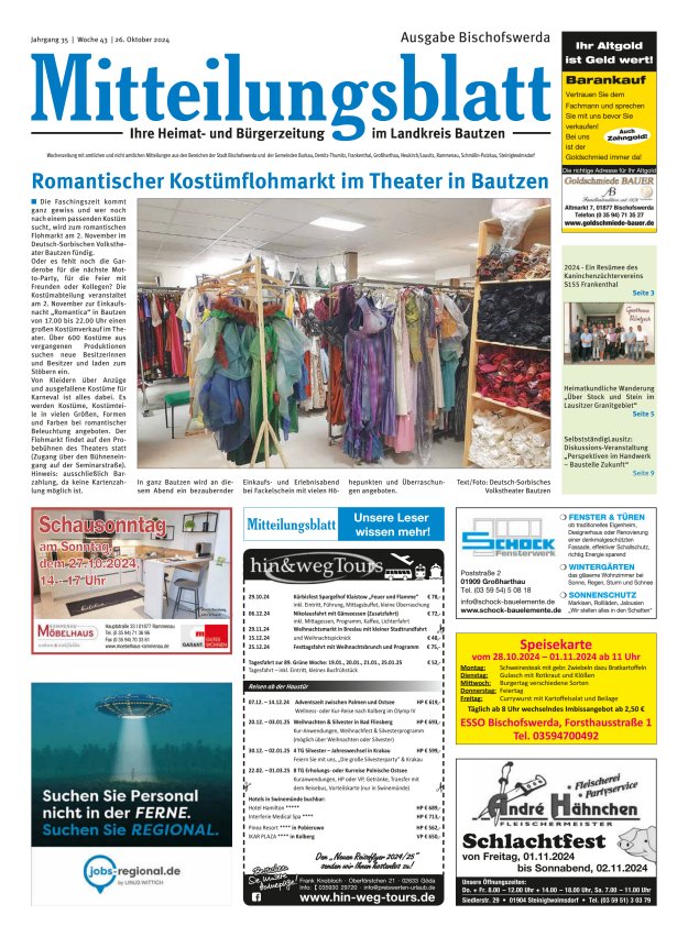 Mitteilungsblatt LK Bautzen Ausgabe Bischofswerda Titelblatt 42/2024