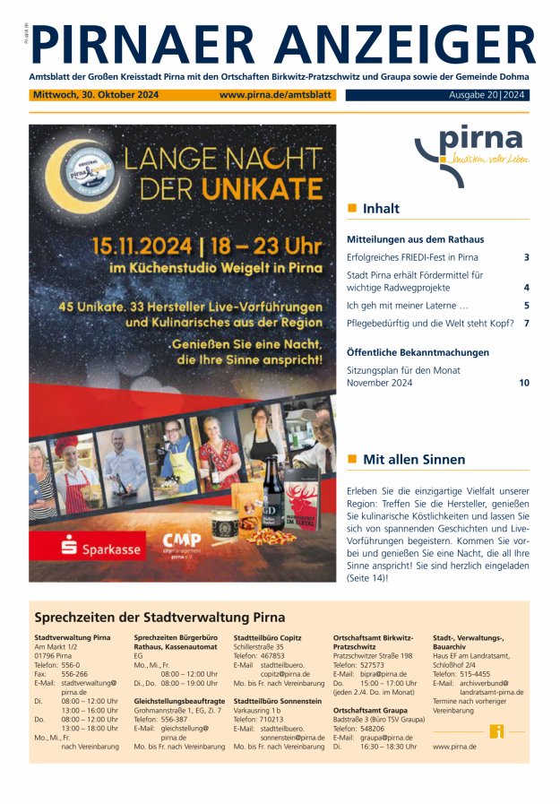Pirnaer Anzeiger Titelblatt 21/2024