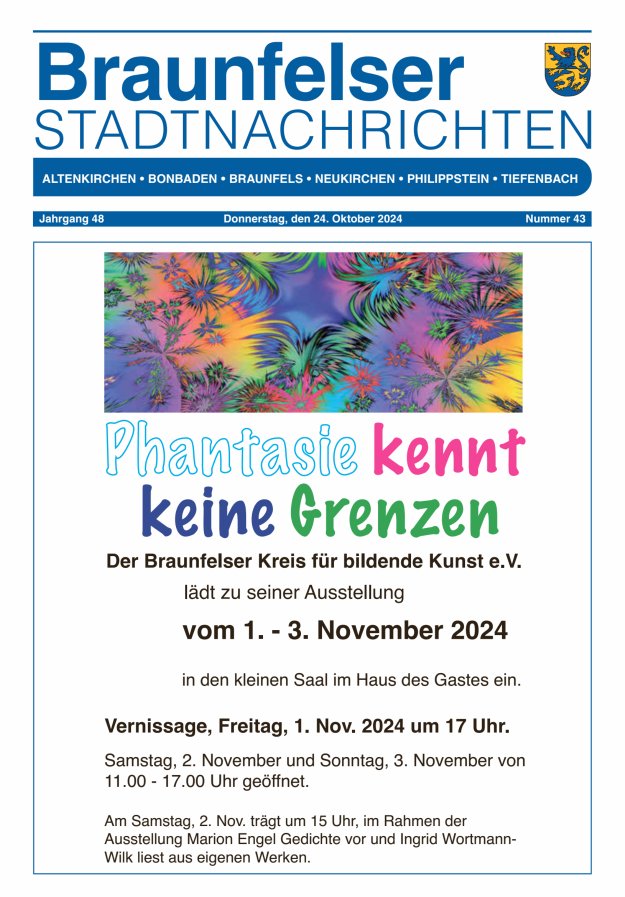 Braunfelser Stadtnachrichten Titelblatt 43/2024