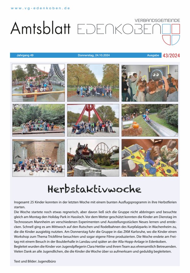 Amtsblatt VG Edenkoben Titelblatt 43/2024