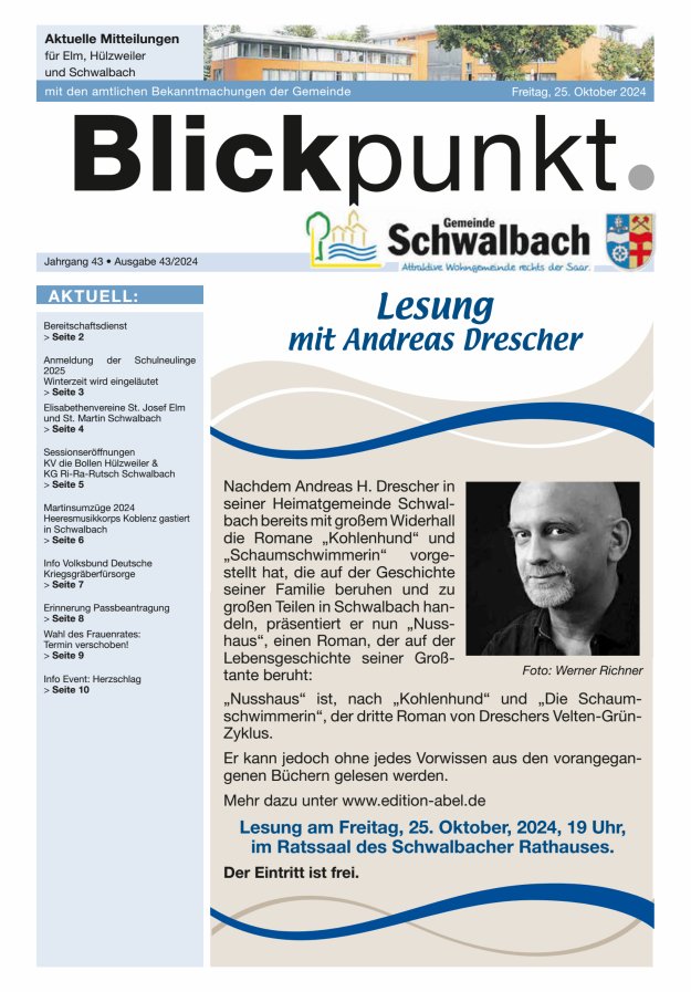 Blickpunkt Schwalbach Titelblatt 43/2024