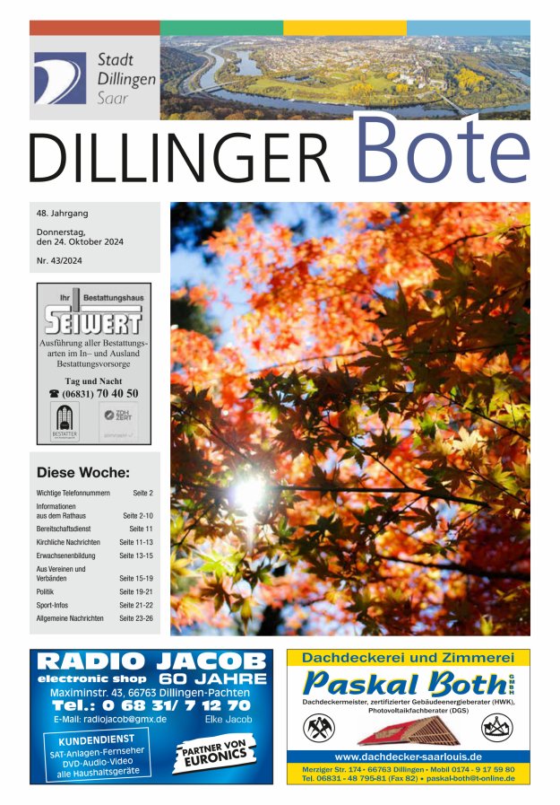 Dillinger Bote Titelblatt 43/2024