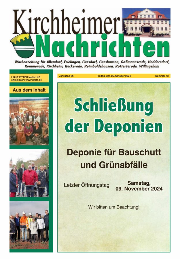 Kirchheimer Nachrichten Titelblatt 43/2024