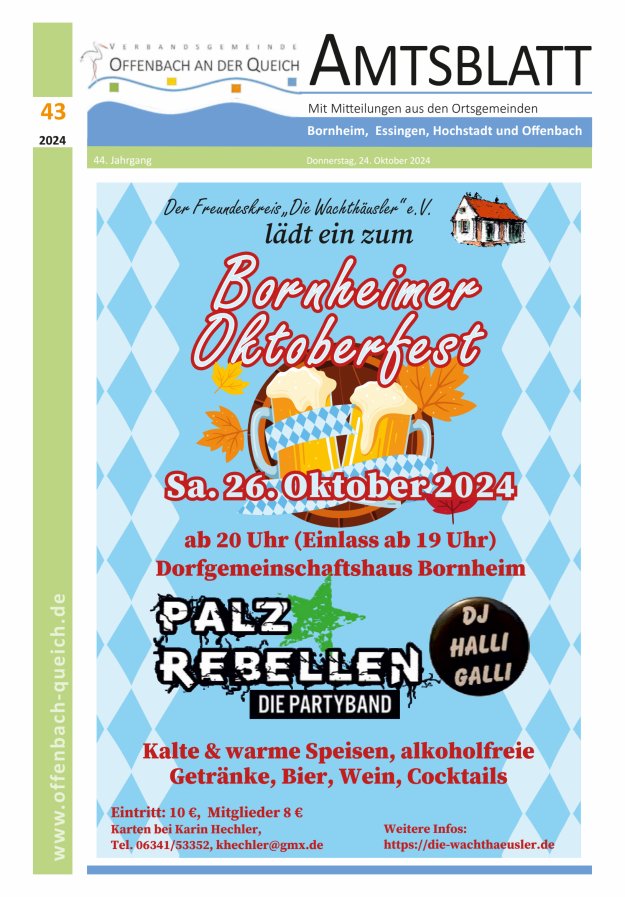 Amtsblatt VG Offenbach an der Queich Titelblatt 43/2024