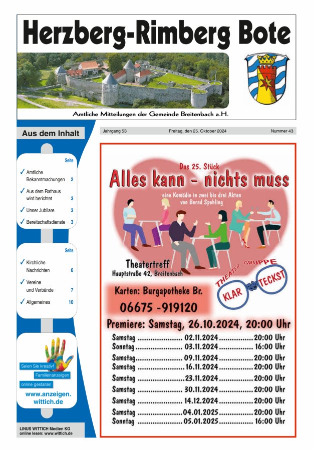 Herzberg-Rimberg Bote Titelblatt 43/2024