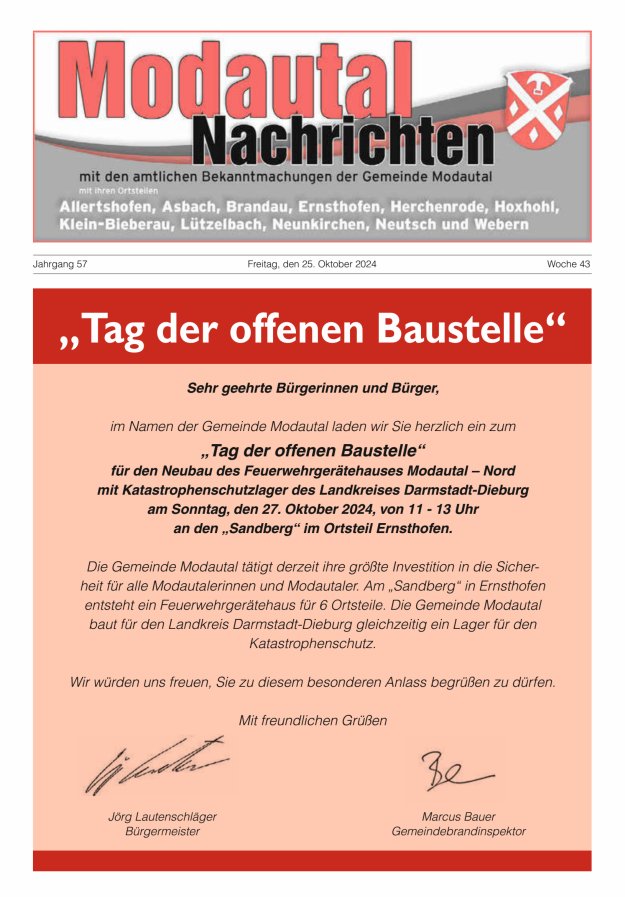 Modautal-Nachrichten Titelblatt 43/2024