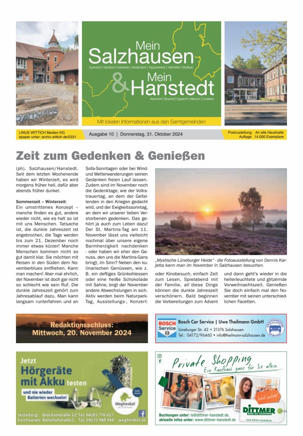 Mein Salzhausen   Mein Hanstedt Titelblatt 10/2024