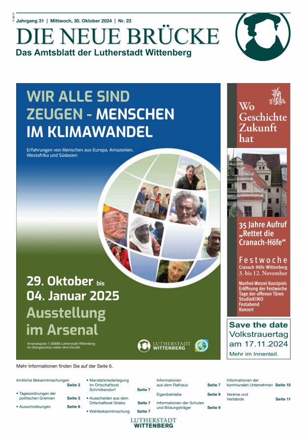Die neue Brücke – Das Amtsblatt der Lutherstadt Wittenberg Titelblatt 23/2024