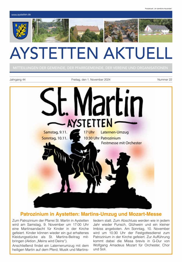 Aystetten Aktuell Wir über uns Titelblatt 22/2024