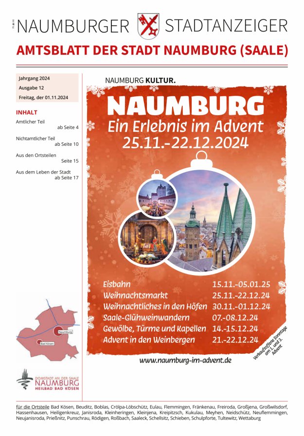 Amtsblatt der Stadt Naumburg (Saale) Titelblatt 12/2024