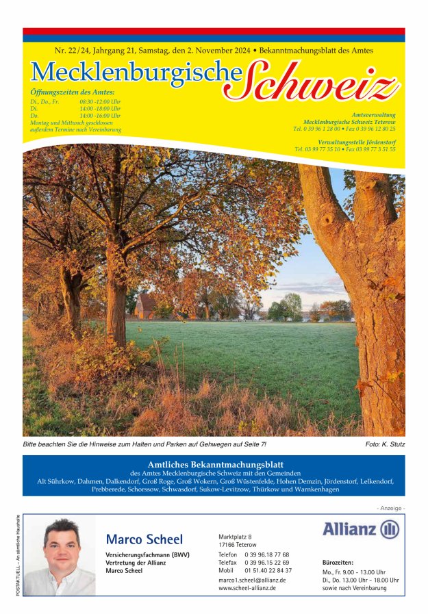 Bekanntmachungsblatt des Amtes Mecklenburgische Schweiz Titelblatt 22/2024