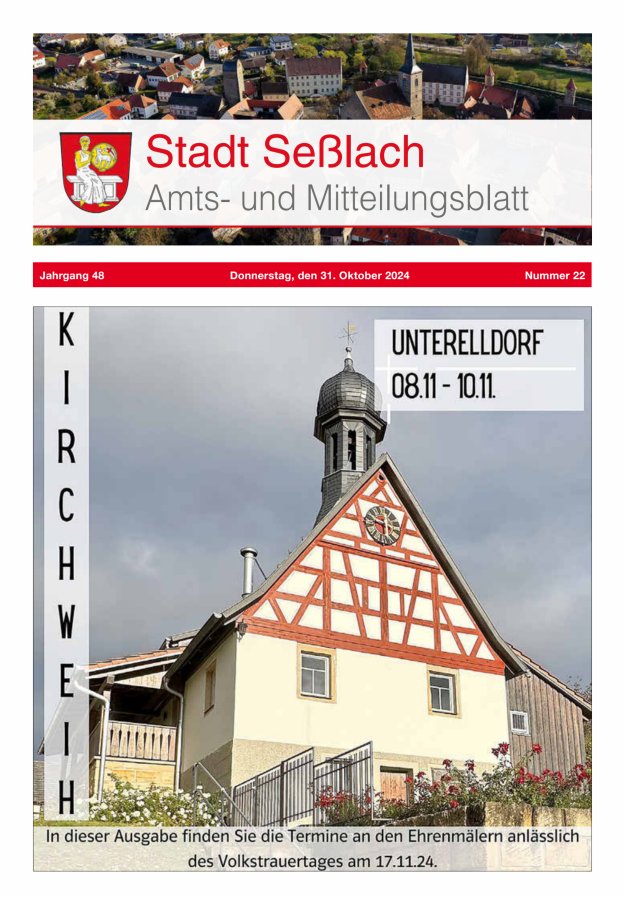 Amts- und Mitteilungsblatt Stadt Seßlach Titelblatt 22/2024