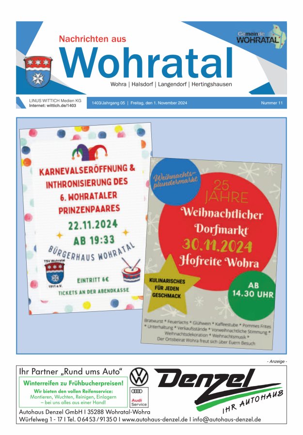 Nachrichten aus Wohratal Titelblatt 11/2024