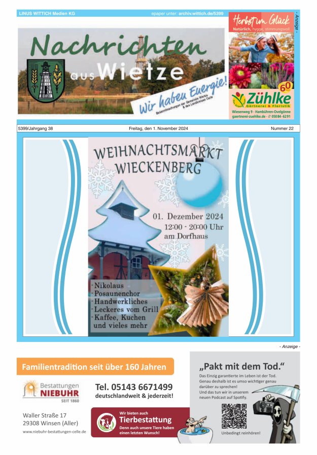 Nachrichten aus Wietze Titelblatt 22/2024