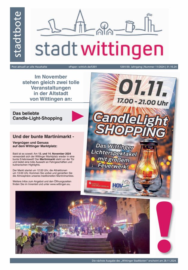 Wittinger Stadtbote Titelblatt 11/2024