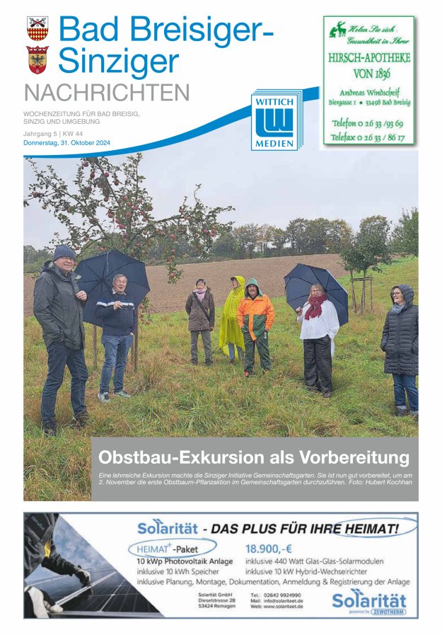 Bad Breisiger-Sinziger Nachrichten Titelblatt 44/2024