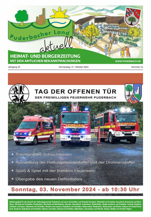 Puderbacher Land aktuell Titelblatt 44/2024