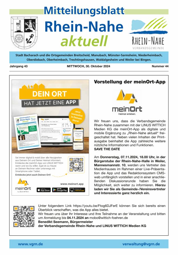Rhein-Nahe aktuell Titelblatt 44/2024