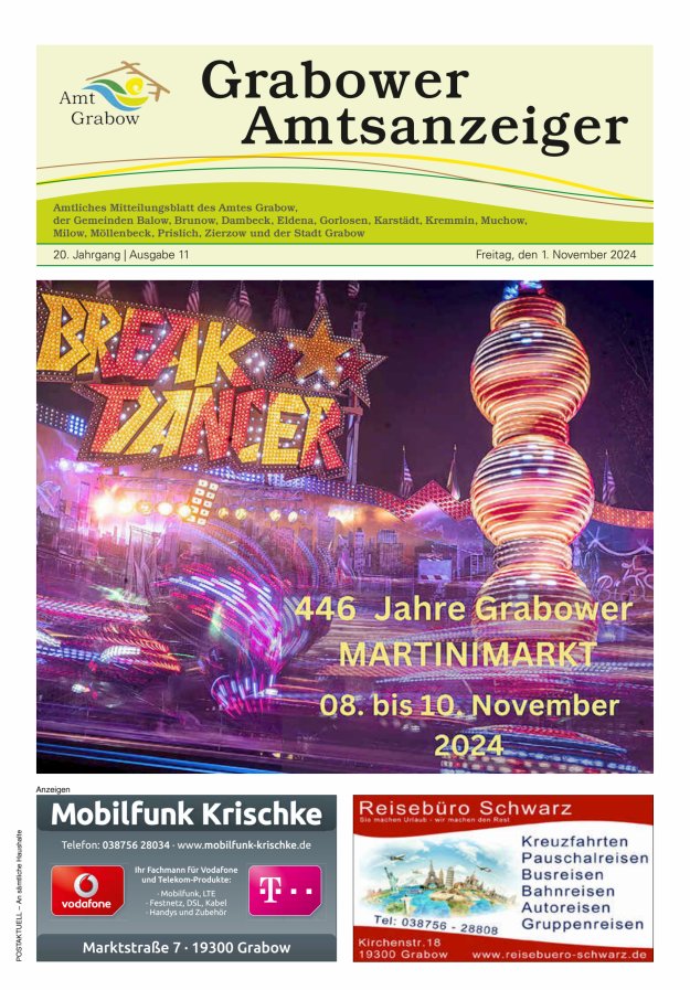 Grabower Amtsanzeiger Titelblatt 11/2024