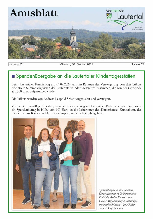 Amtsblatt der Gemeinde Lautertal Titelblatt 22/2024