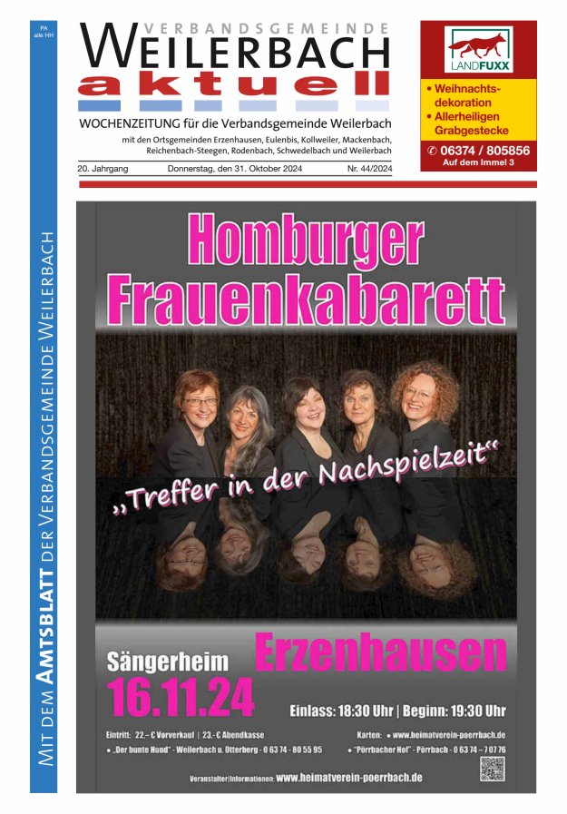 Verbandsgemeinde Weilerbach aktuell Titelblatt 44/2024
