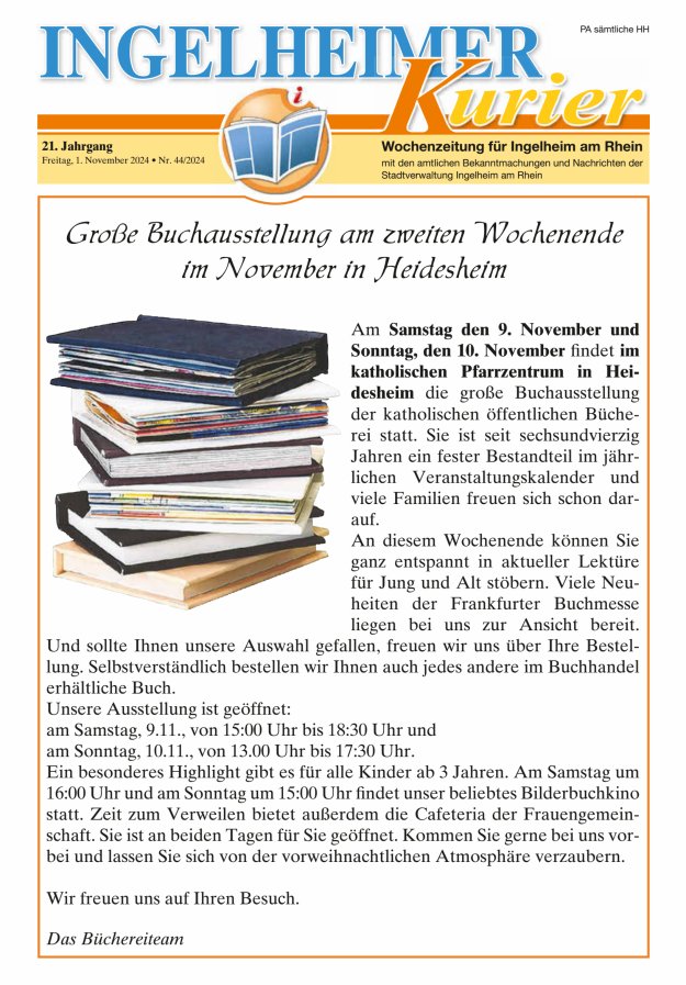 Ingelheimer Kurier Titelblatt 44/2024