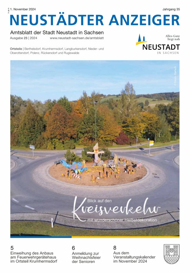 Neustädter Anzeiger - Amts- und Heimatblatt der Stadt Neustadt in Sachsen Titelblatt 23/2024