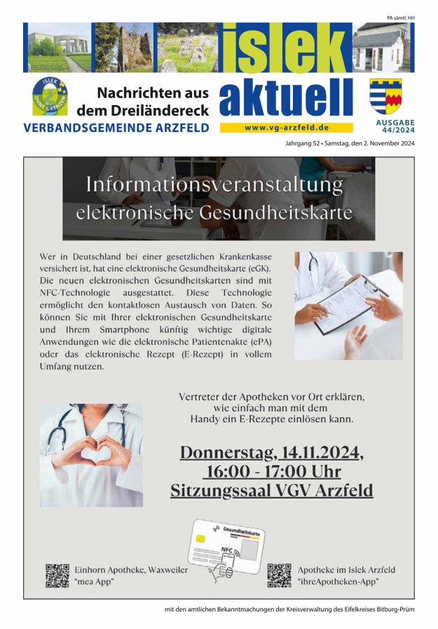 Islek aktuell VG Arzfeld Titelblatt 44/2024