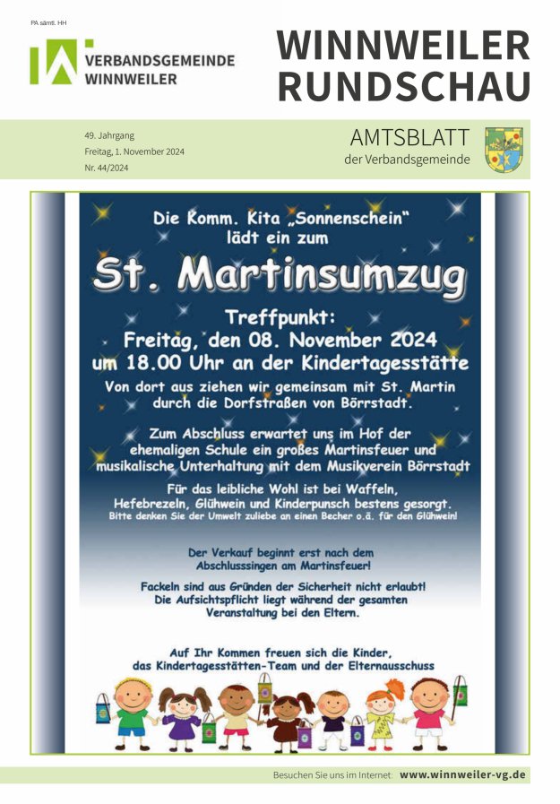 Winnweiler Rundschau Titelblatt 44/2024