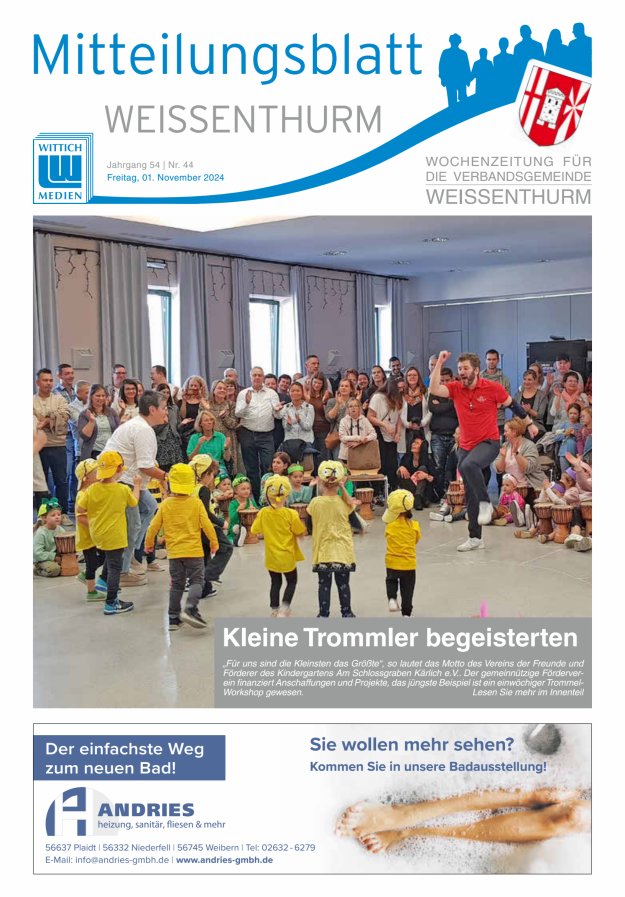 Mitteilungsblatt für den Bereich der Verbandsgemeinde Weißenthurm Titelblatt 44/2024
