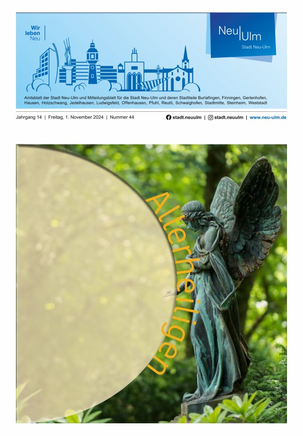 Amtsblatt der Stadt Neu-Ulm und Mitteilungsblatt für die Stadt Neu-Ulm Titelblatt 44/2024