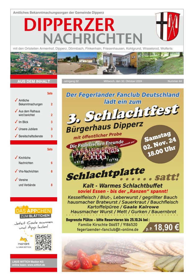 Dipperzer Nachrichten Titelblatt 44/2024