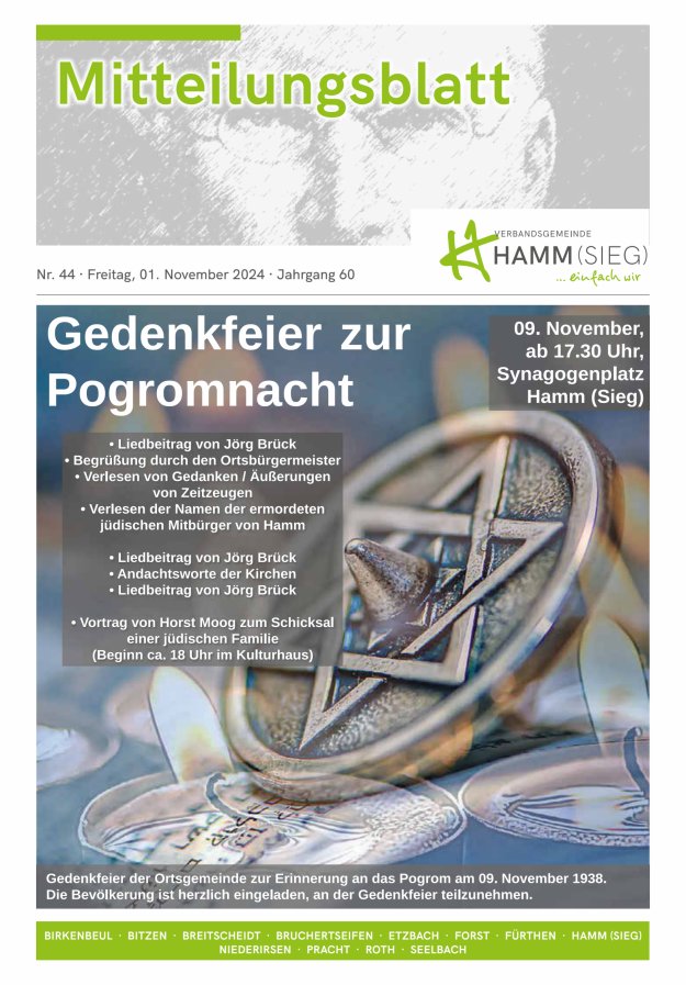 Mitteilungsblatt Hamm (Sieg) Titelblatt 44/2024