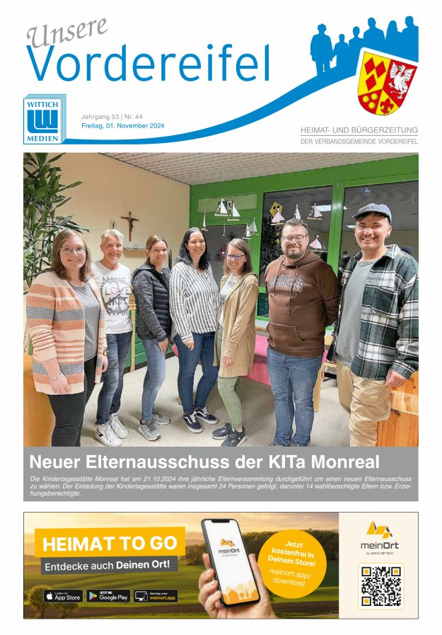 Mitteilungsblatt Vordereifel - Heimat- u Bürgerzeitung der VG Vordereifel Titelblatt 44/2024