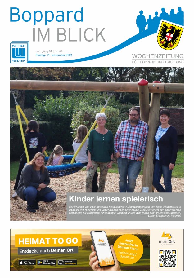Boppard im Blick - Heimatzeitung für die Stadt Boppard Titelblatt 44/2024